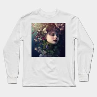 A Young Girl Wearing A Garland of Flowers Long Sleeve T-Shirt